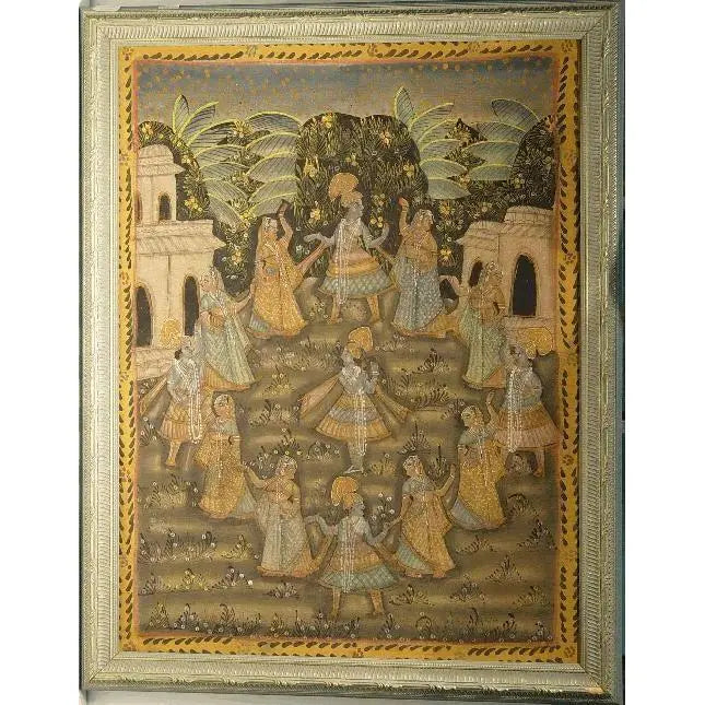 One Of The Kind High-Quality Traditional Fine Art Of Indian Painting On Silk 45" X 35" Abcp-13